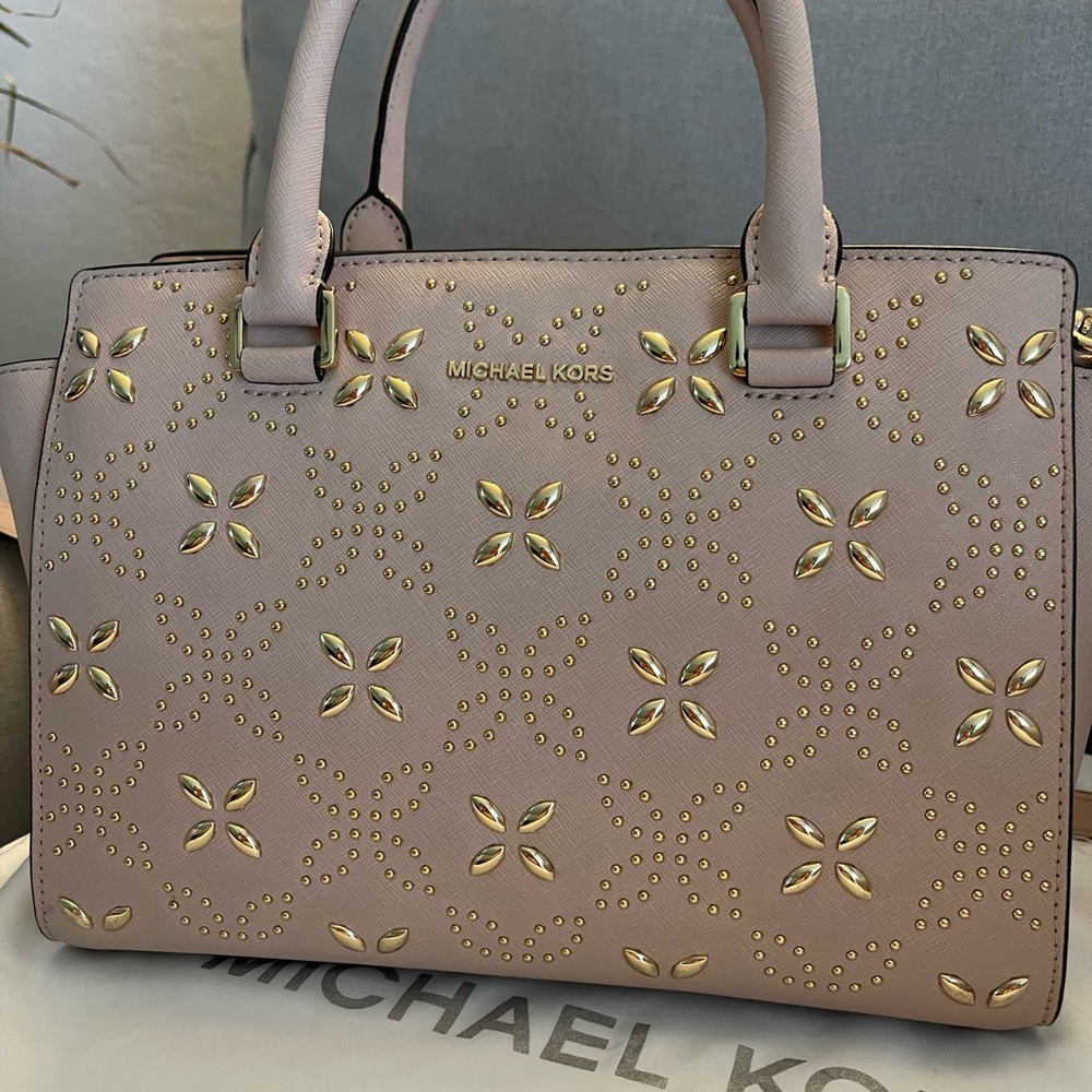Michael Kors Medium Selma Satchel with Gold Details